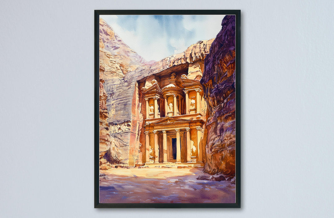 Petra Watercolor Poster Petra Travel Print Petra Jordan Art Petra Ruins Decor Petra Wall Art