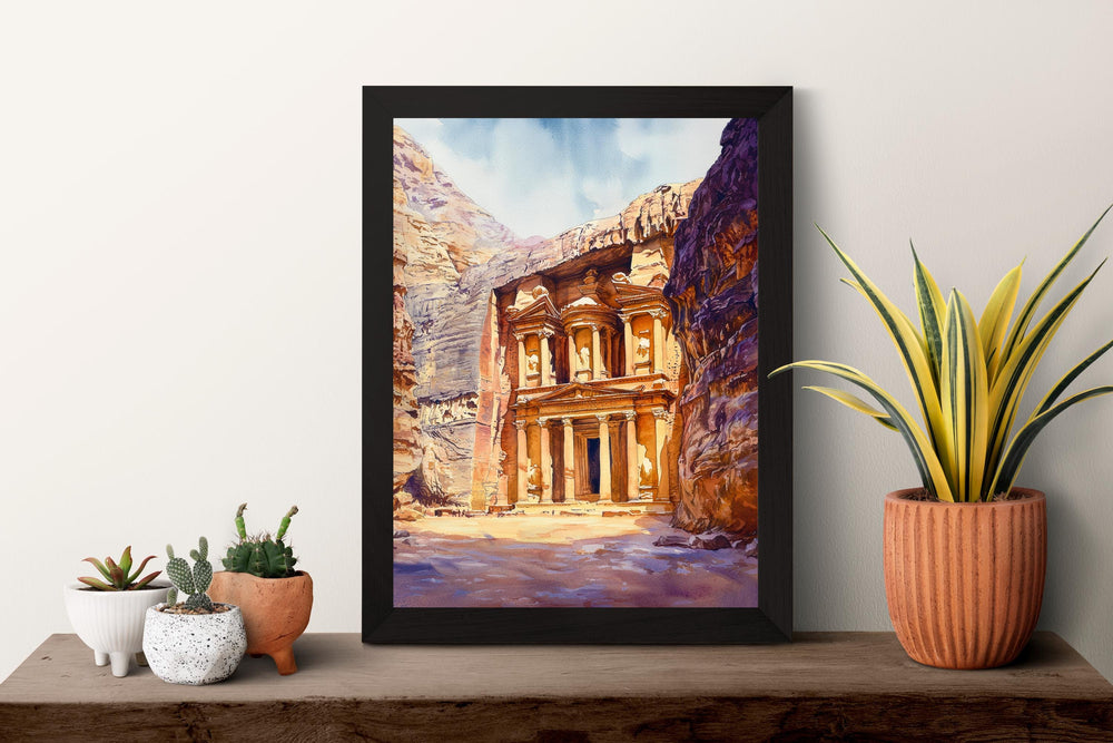 Petra Watercolor Poster Petra Travel Print Petra Jordan Art Petra Ruins Decor Petra Wall Art