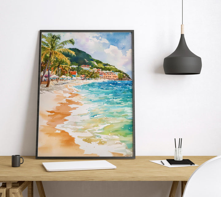 Saint Maarten Watercolor Poster Saint Maarten Travel Print Saint Maarten Island Art Saint Maarten Beach Decor Saint Maarten Wall Art