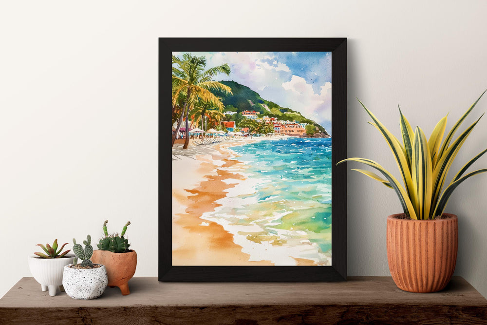 Saint Maarten Watercolor Poster Saint Maarten Travel Print Saint Maarten Island Art Saint Maarten Beach Decor Saint Maarten Wall Art