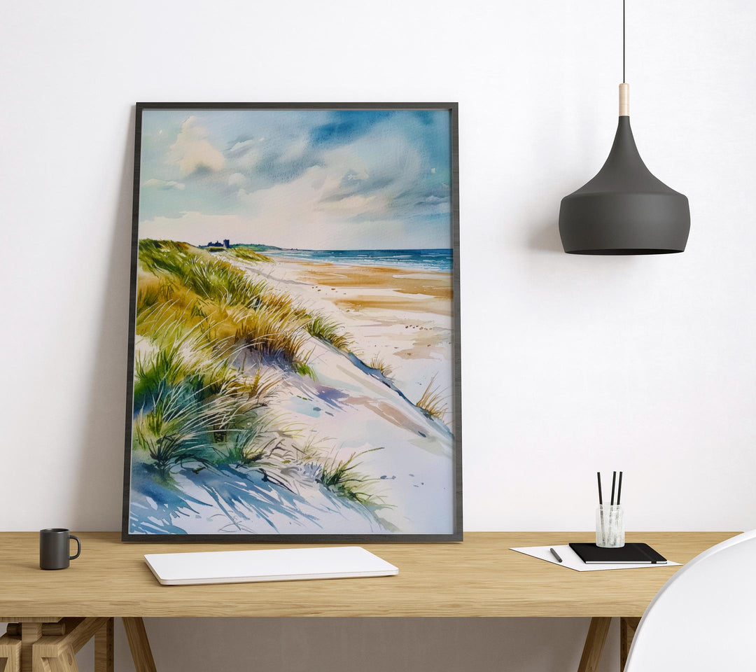 Northumberland Coast Watercolor Poster Northumberland Travel Print Northumberland England Art Northumberland Coastal Decor Northumberland