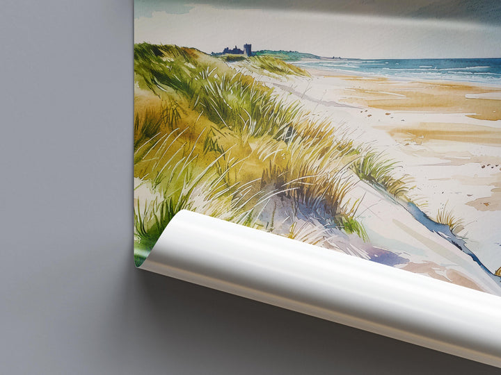 Northumberland Coast Watercolor Poster Northumberland Travel Print Northumberland England Art Northumberland Coastal Decor Northumberland