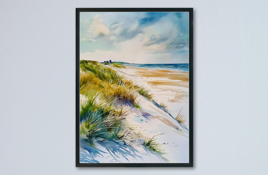 Northumberland Coast Watercolor Poster Northumberland Travel Print Northumberland England Art Northumberland Coastal Decor Northumberland
