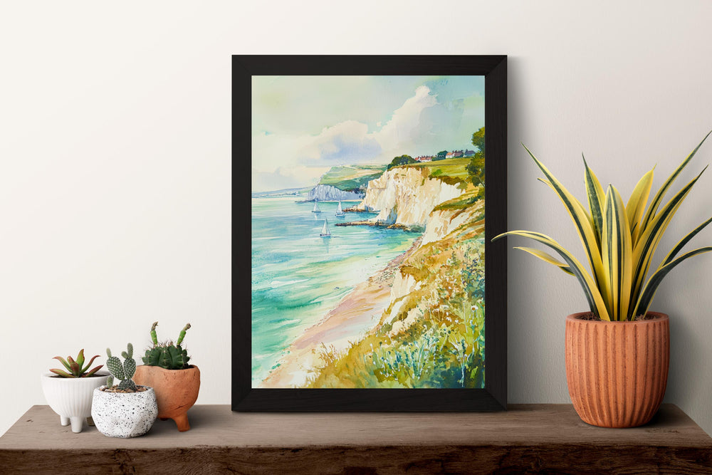 Isle of Wight Watercolor Poster Isle of Wight Travel Print England Coastal Wall Art Isle of Wight Decor The Needles Seaside Landscape Print