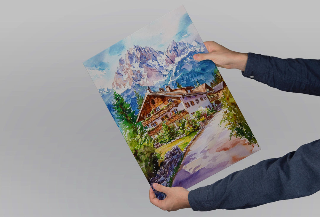Garmisch Partenkirchen Watercolor Poster Germany Travel Print Bavarian Alps Wall Art Garmisch Decor Mountain Landscape Ski Resort Print