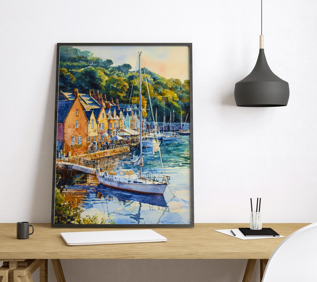 Dartmouth Watercolor Poster Dartmouth Travel Print Devon England Wall Art Coastal Town Decor River Dart Landscape Seaside Scene Print