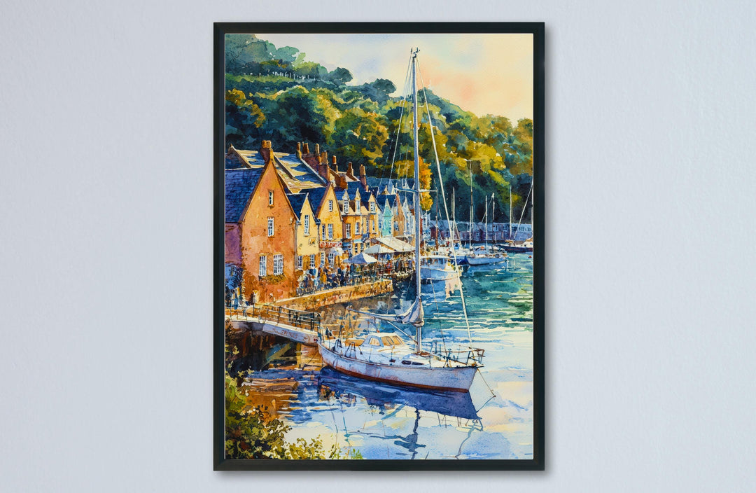 Dartmouth Watercolor Poster Dartmouth Travel Print Devon England Wall Art Coastal Town Decor River Dart Landscape Seaside Scene Print