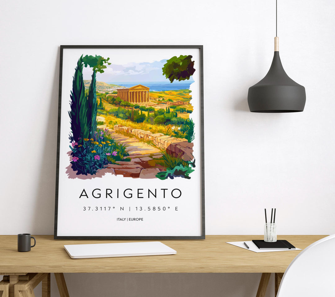 Agrigento Watercolor Poster Agrigento Italy Travel Print Wall Art Agrigento Home Decor Agrigento Gift Art Lovers Sicily Valley of Temples