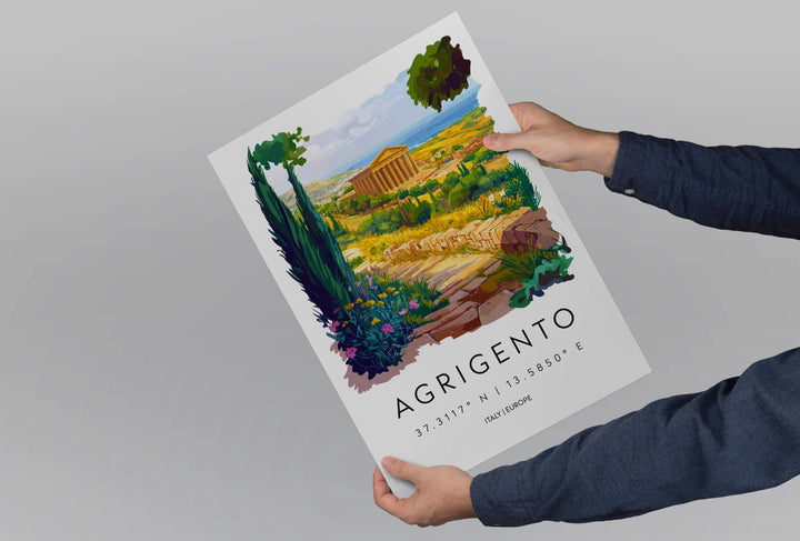 Agrigento Watercolor Poster Agrigento Italy Travel Print Wall Art Agrigento Home Decor Agrigento Gift Art Lovers Sicily Valley of Temples