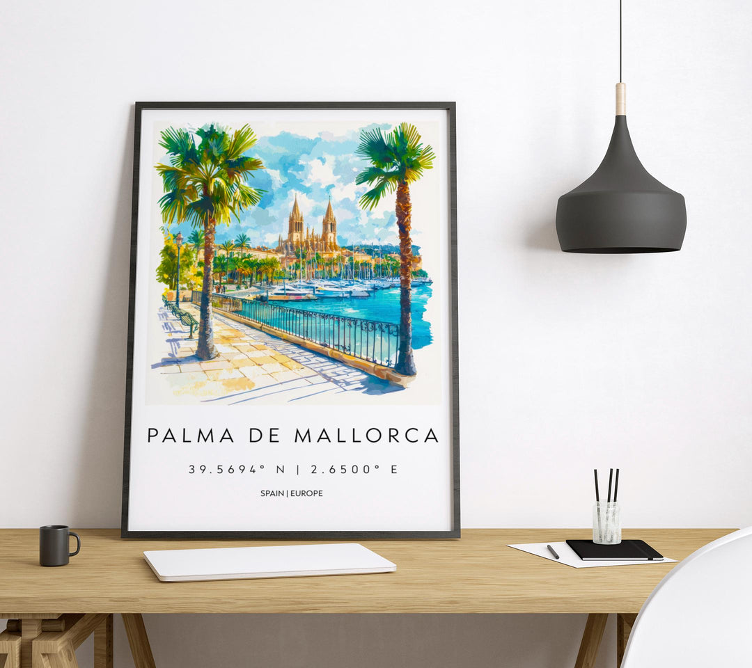 Palma de Mallorca Watercolor Poster Palma de Mallorca Spain Travel Print Wall Art Palma de Mallorca Home Decor Palma de Mallorca Gift Art
