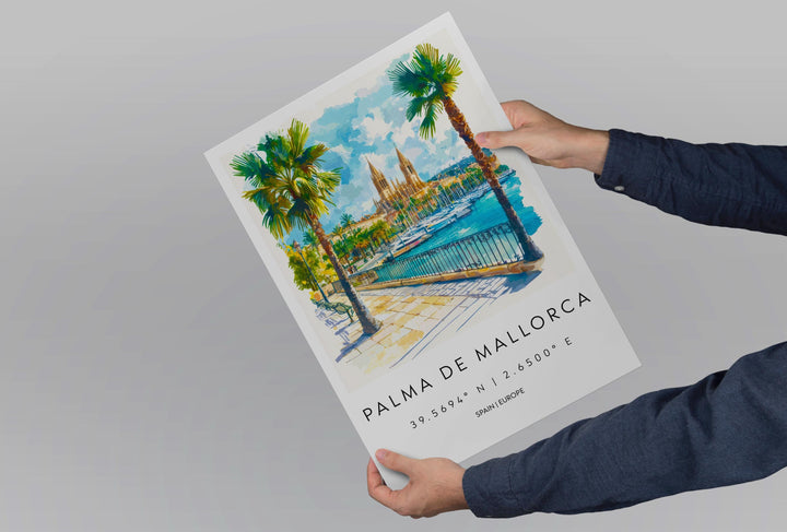Palma de Mallorca Watercolor Poster Palma de Mallorca Spain Travel Print Wall Art Palma de Mallorca Home Decor Palma de Mallorca Gift Art