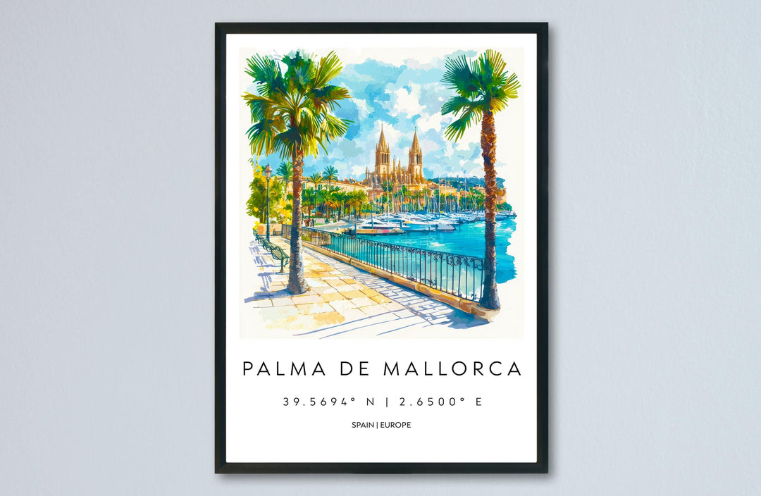 Palma de Mallorca Watercolor Poster Palma de Mallorca Spain Travel Print Wall Art Palma de Mallorca Home Decor Palma de Mallorca Gift Art