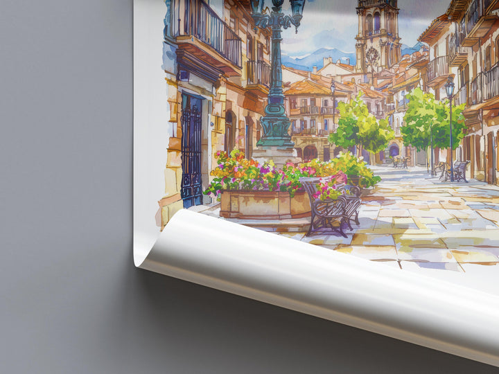 Oviedo Watercolor Poster Oviedo Spain Travel Print Wall Art Oviedo Home Decor Oviedo Gift Art Lovers Spain Art Oviedo Asturias