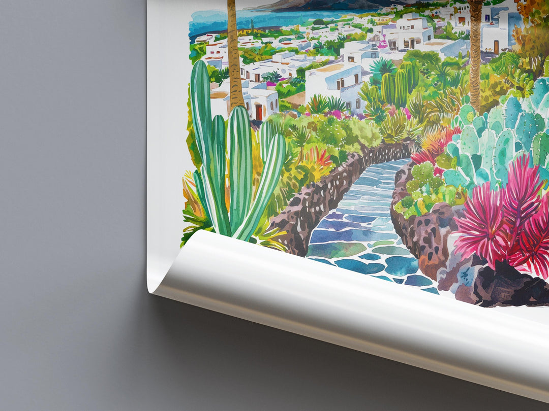 Lanzarote Watercolor Poster Lanzarote Spain Travel Print Wall Art Lanzarote Home Decor Lanzarote Gift Art Lovers Spain Art Island View