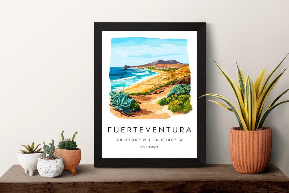 Fuerteventura Watercolor Poster Fuerteventura Spain Travel Print Wall Art Fuerteventura Home Decor Fuerteventura Gift Art Lovers Spain Art
