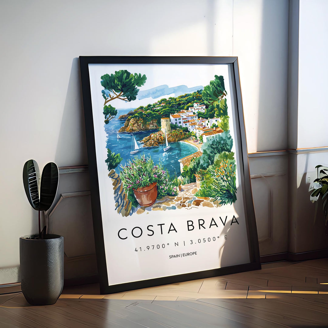Costa Brava Watercolor Poster Costa Brava Spain Travel Print Wall Art Costa Brava Home Decor Costa Brava Gift Art Lovers Spain Art