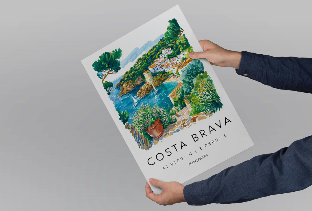 Costa Brava Watercolor Poster Costa Brava Spain Travel Print Wall Art Costa Brava Home Decor Costa Brava Gift Art Lovers Spain Art