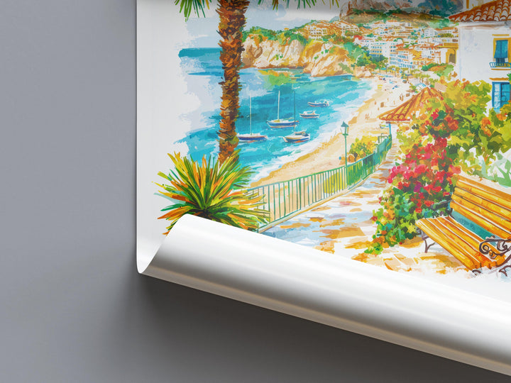 Costa Blanca Watercolor Poster Costa Blanca Spain Travel Print Wall Art Costa Blanca Home Decor Costa Blanca Gift Art Lovers Spain Art