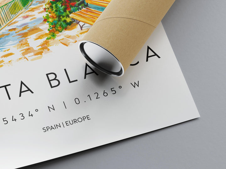 Costa Blanca Watercolor Poster Costa Blanca Spain Travel Print Wall Art Costa Blanca Home Decor Costa Blanca Gift Art Lovers Spain Art