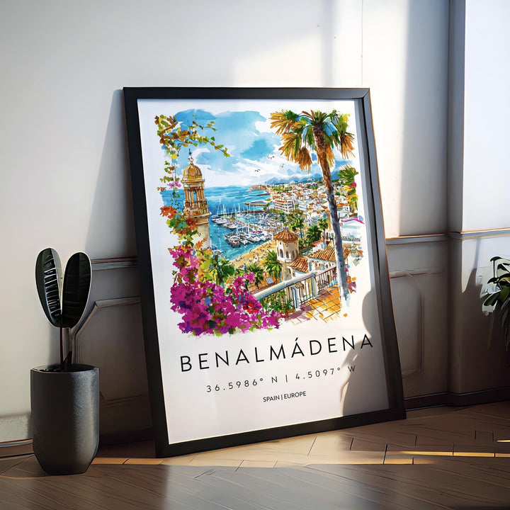 Benalmadena Watercolor Poster Benalmadena Spain Travel Print Wall Art Benalmadena Home Decor Benalmadena Gift Art Lovers Spain Art