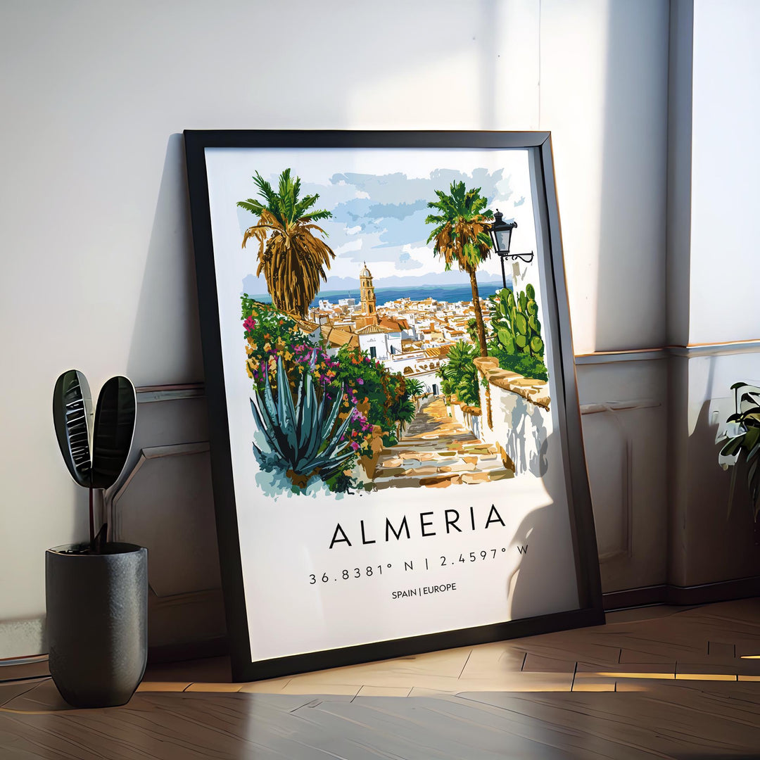 Almeria Watercolor Poster Almeria Spain Travel Print Wall Art Almeria Home Decor Almeria Gift Art Lovers Spain Art Almeria Cityscape