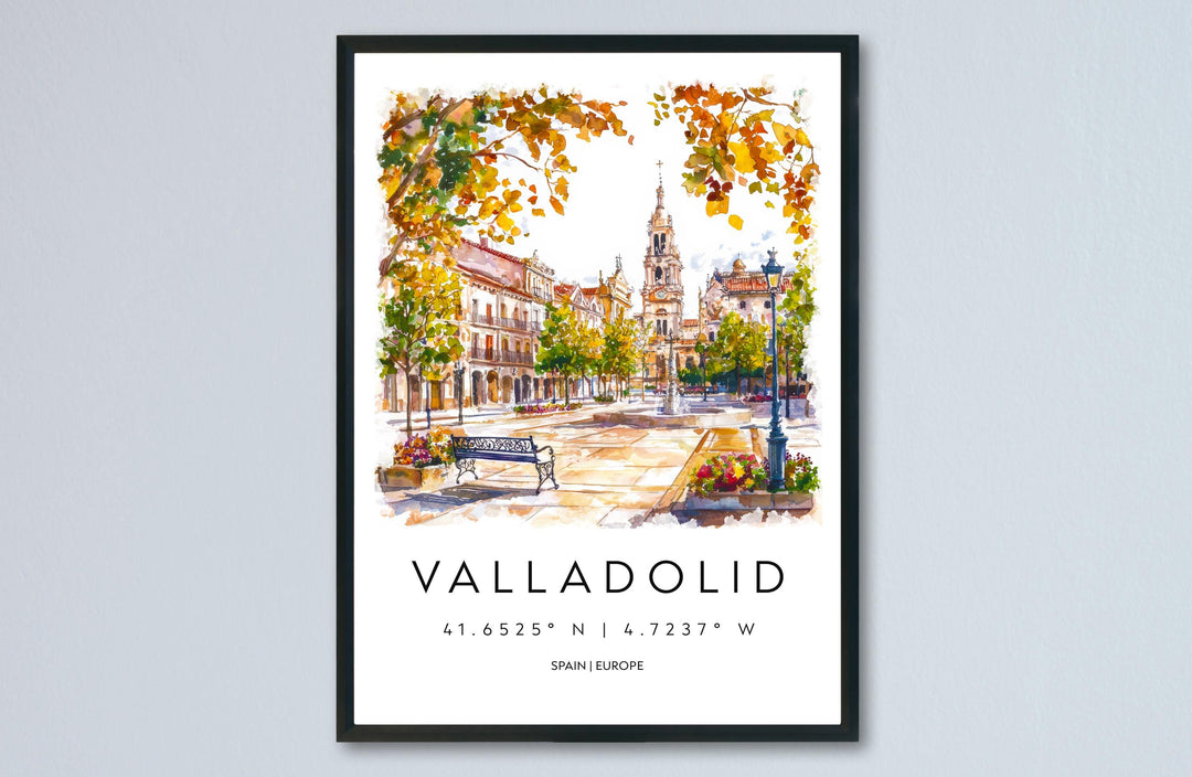 Valladolid Watercolor Poster Valladolid Spain Travel Print Wall Art Valladolid Home Decor Valladolid Gift Art Lovers Spain Art Cityscape