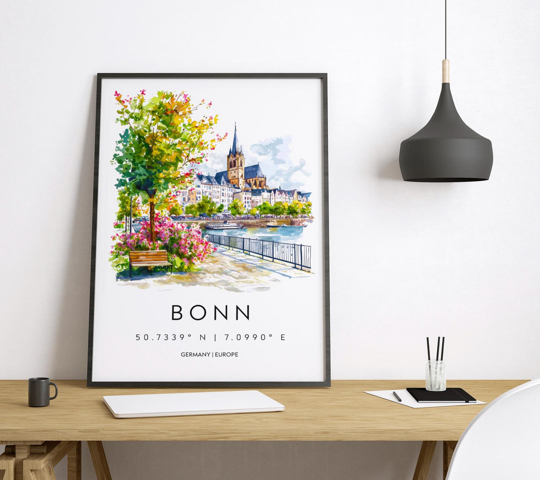 Bonn Watercolor Poster Bonn Germany Travel Print Wall Art Bonn Home Decor Bonn Gift Art Lovers Germany Art Bonn Cityscape