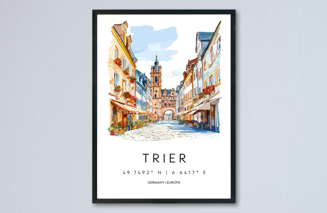Trier Watercolor Poster Trier Germany Travel Print Wall Art Trier Home Decor Trier Gift Art Lovers Germany Art Trier Roman City