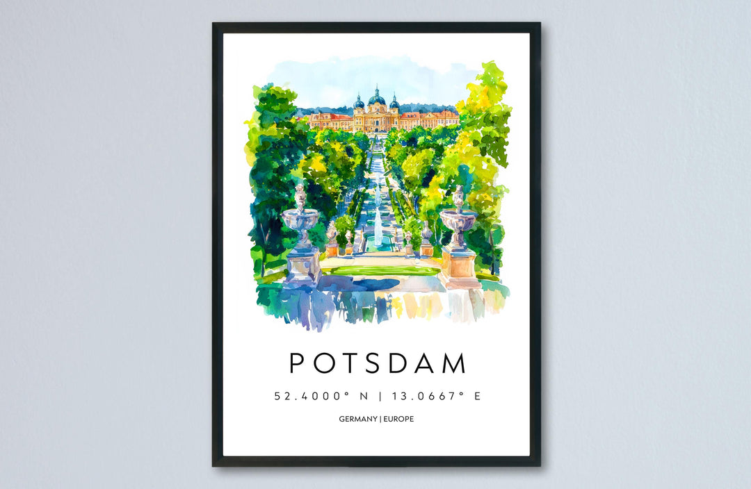 Potsdam Watercolor Poster Potsdam Germany Travel Print Wall Art Potsdam Home Decor Potsdam Gift Art Lovers Germany Art Potsdam Palaces