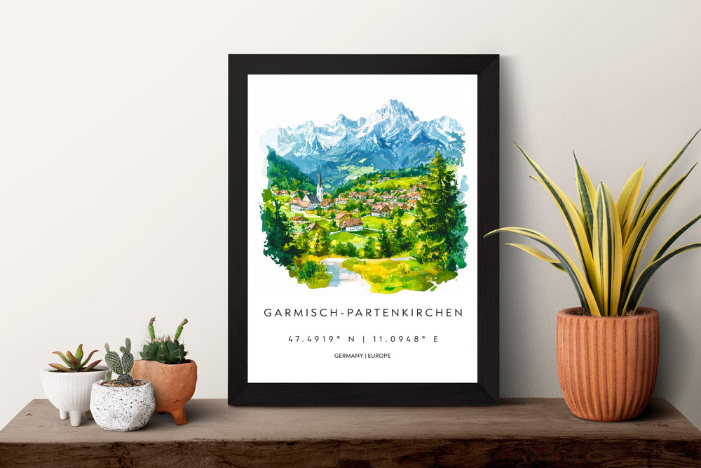 Garmisch Partenkirchen Watercolor Poster Germany Travel Print Wall Art Garmisch Home Decor Garmisch Gift Art Lovers Bavarian Alps