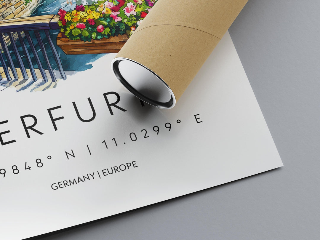 Erfurt Watercolor Poster Erfurt Germany Travel Print Wall Art Erfurt Home Decor Erfurt Gift Art Lovers Germany Art Erfurt Medieval City
