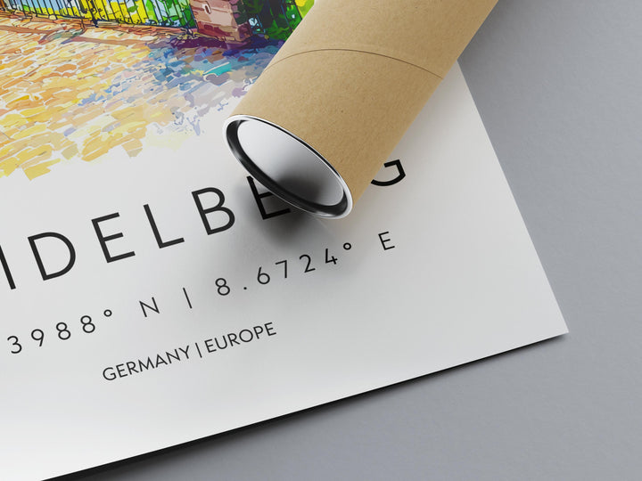 Heidelberg Watercolor Poster Heidelberg Germany Travel Print Wall Art Heidelberg Home Decor Heidelberg Gift Art Lovers Germany Art