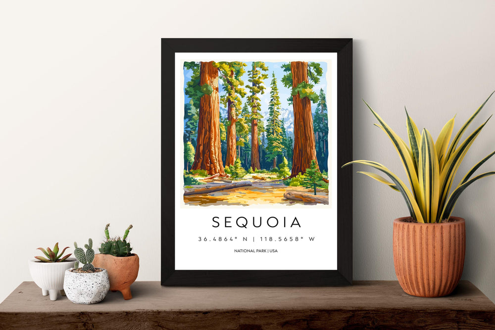 Sequoia Watercolor Poster Sequoia California Travel Print Wall Art Sequoia Home Decor Sequoia Gift Art Lovers Sequoia National Park