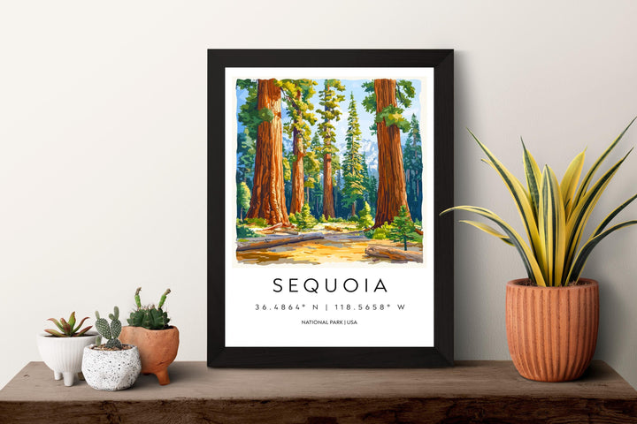 Sequoia Watercolor Poster Sequoia California Travel Print Wall Art Sequoia Home Decor Sequoia Gift Art Lovers Sequoia National Park