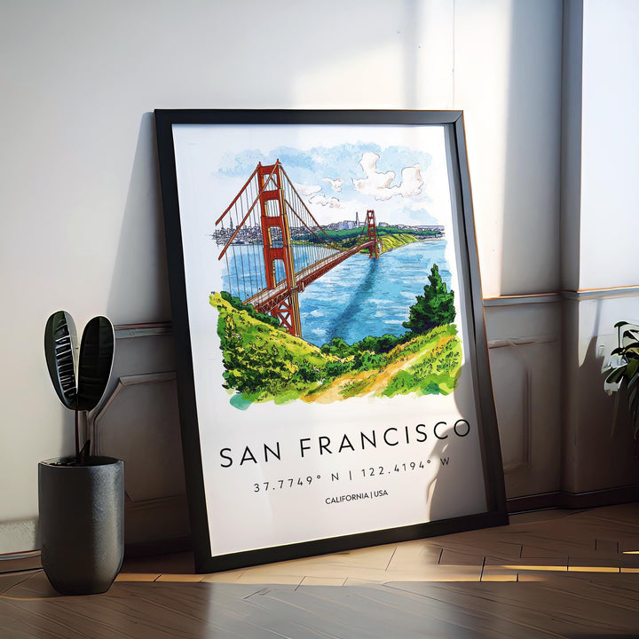 San Francisco Watercolor Poster San Francisco California Travel Print Wall Art San Francisco Home Decor San Francisco Gift Art Lovers