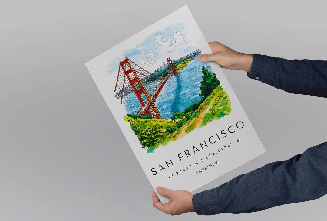 San Francisco Watercolor Poster San Francisco California Travel Print Wall Art San Francisco Home Decor San Francisco Gift Art Lovers