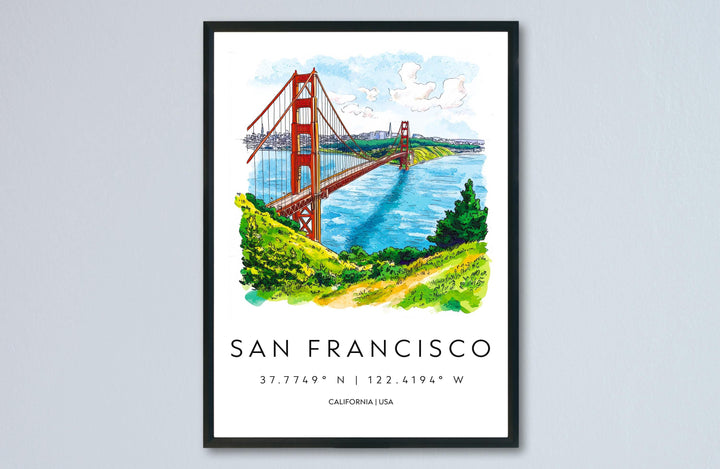 San Francisco Watercolor Poster San Francisco California Travel Print Wall Art San Francisco Home Decor San Francisco Gift Art Lovers