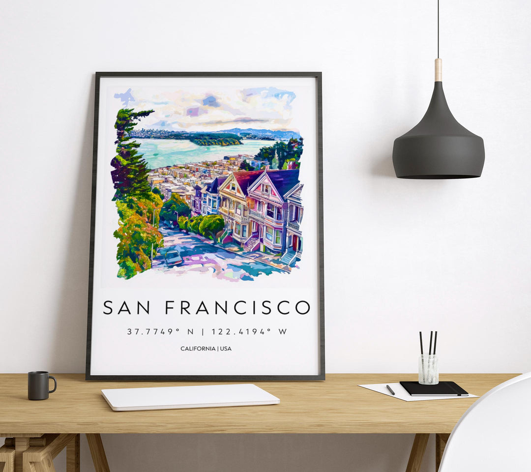 San Francisco Watercolor Poster San Francisco California Travel Print Wall Art San Francisco Home Decor San Francisco Gift Art Lovers