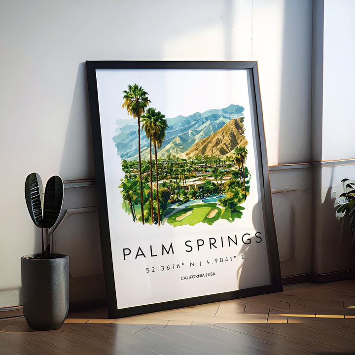 Palm Springs Watercolor Poster Palm Springs California Travel Print Wall Art Palm Springs Home Decor Palm Springs Gift Art Lovers Desert Art