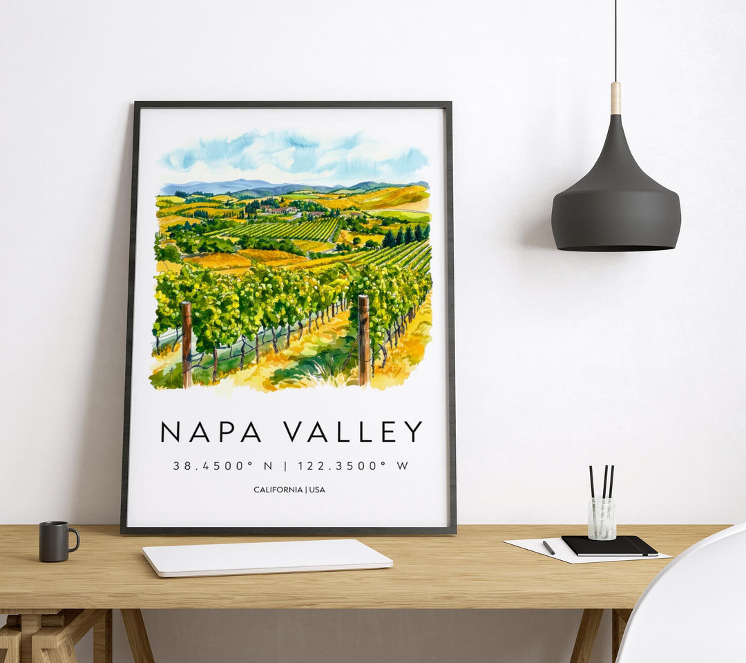 Napa Valley Watercolor Poster Napa Valley California Travel Print Wall Art Napa Valley Home Decor Napa Valley Gift Art Lovers Wine Country