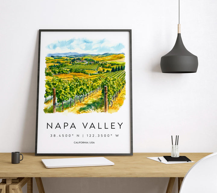 Napa Valley Watercolor Poster Napa Valley California Travel Print Wall Art Napa Valley Home Decor Napa Valley Gift Art Lovers Wine Country