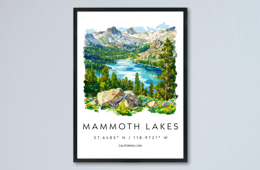 Mammoth Lakes Watercolor Poster Mammoth Lakes California Travel Print Wall Art Mammoth Lakes Home Decor Mammoth Lakes Gift Art Lovers