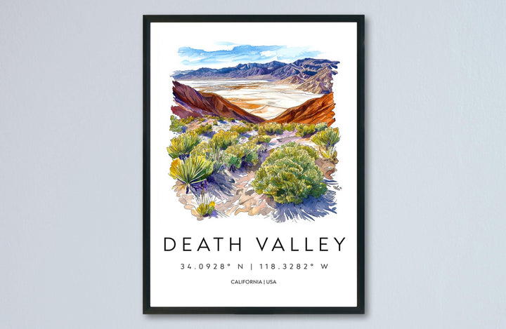 Death Valley Watercolor Poster Death Valley California Travel Print Wall Art Death Valley Home Decor Death Valley Gift Art Lovers Desert