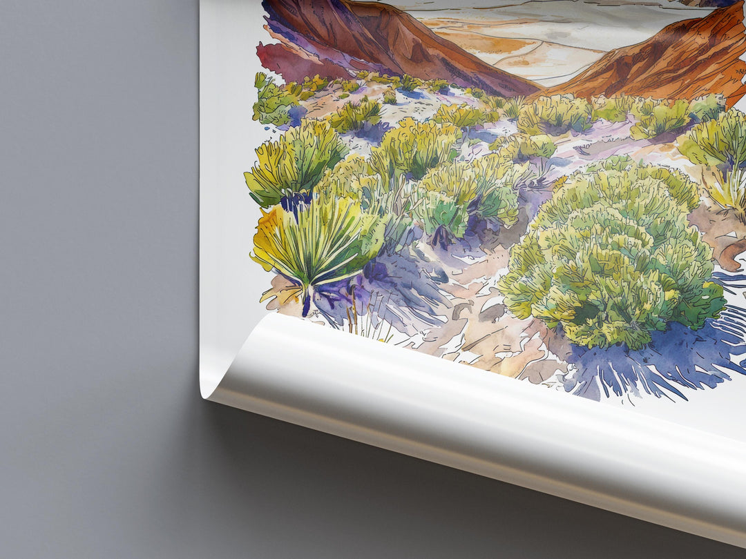 Death Valley Watercolor Poster Death Valley California Travel Print Wall Art Death Valley Home Decor Death Valley Gift Art Lovers Desert