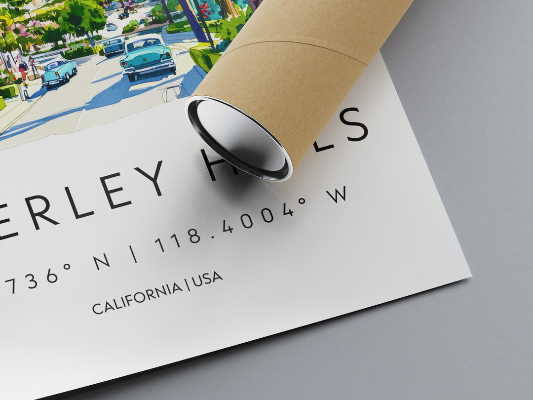 Beverly Hills Watercolor Poster Beverly Hills California Travel Print Wall Art Beverly Hills Home Decor Beverly Hills Gift Art Lovers