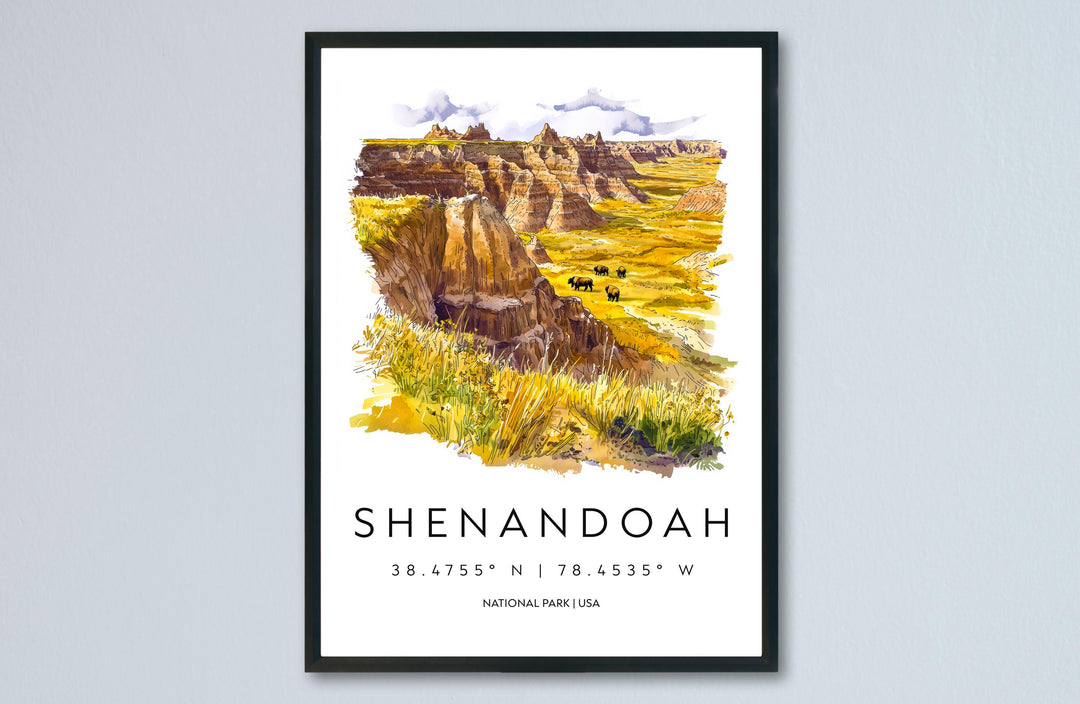 Shenandoah Watercolor Poster Shenandoah Travel Print Virginia Wall Art Shenandoah National Park Decor Skyline Drive Mountain Scene Print