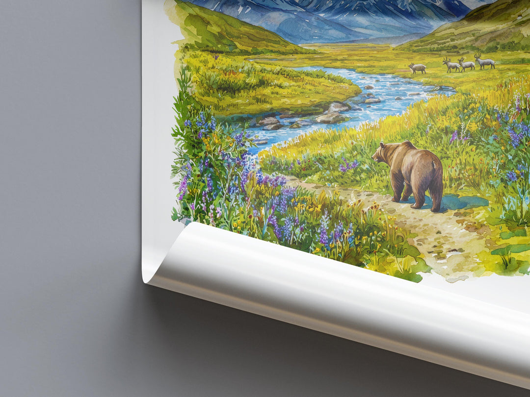 Grand Teton Watercolor Poster Grand Teton Travel Print Wyoming Wall Art National Park Decor Mountain Landscape Grand Teton Scene Print