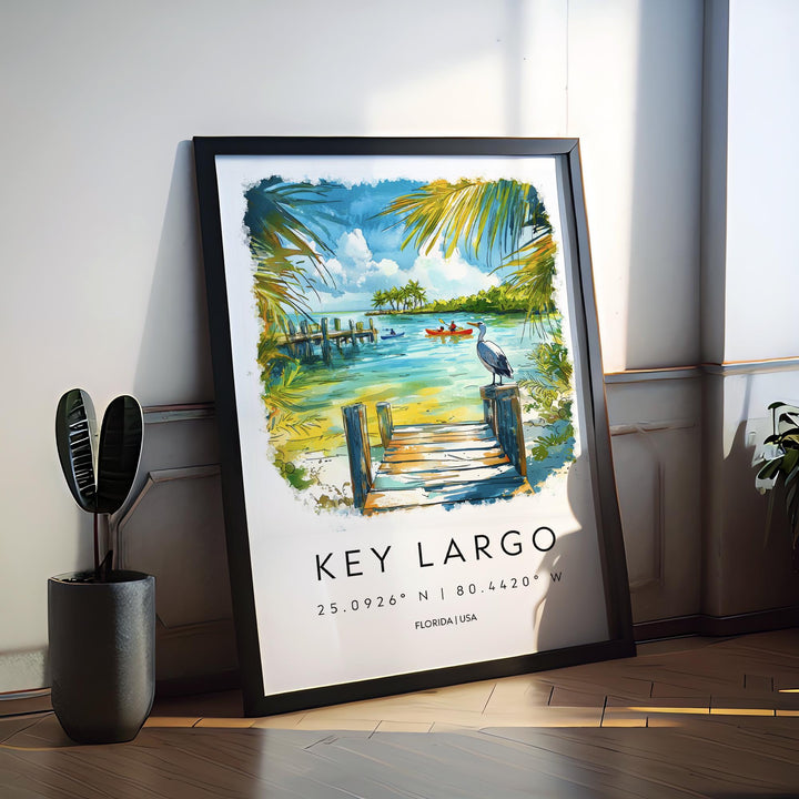 Key Largo Watercolor Poster Key Largo Travel Print Florida Wall Art Key Largo Decor Island Coast Scene Tropical Ocean Sunset Landscape