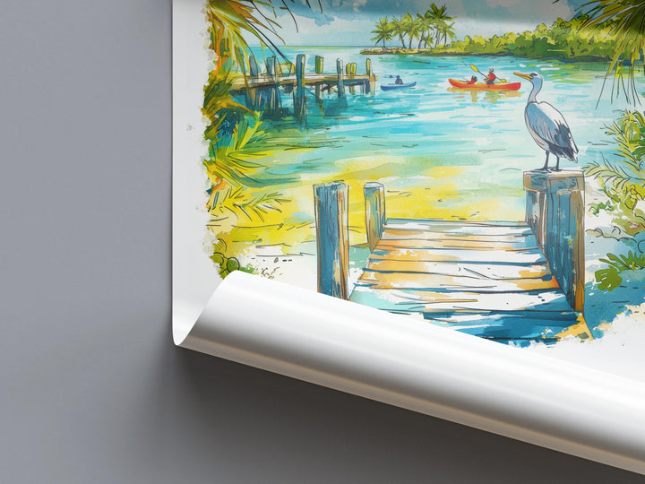 Key Largo Watercolor Poster Key Largo Travel Print Florida Wall Art Key Largo Decor Island Coast Scene Tropical Ocean Sunset Landscape