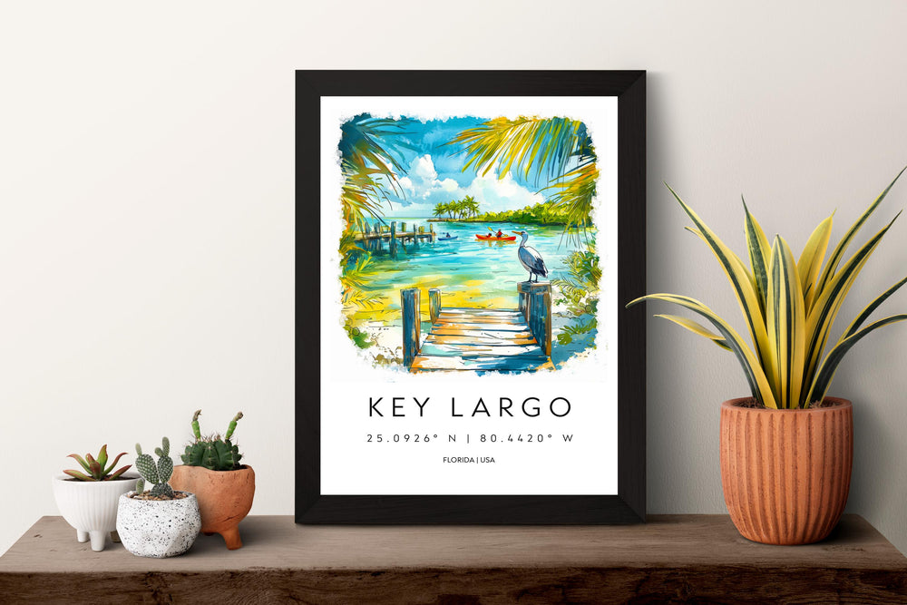 Key Largo Watercolor Poster Key Largo Travel Print Florida Wall Art Key Largo Decor Island Coast Scene Tropical Ocean Sunset Landscape